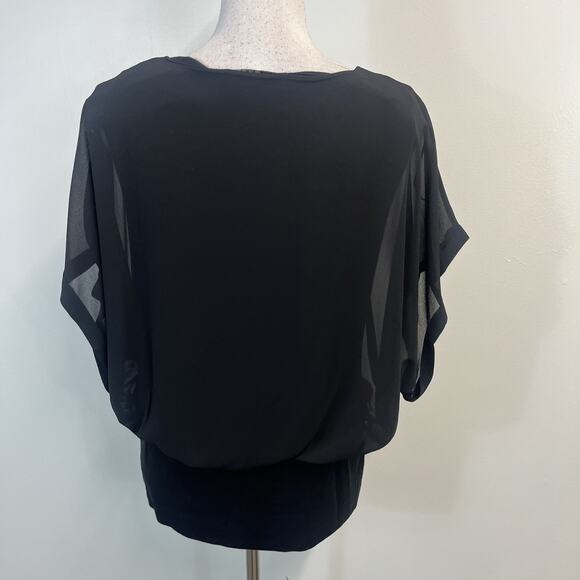 Joseph A Blouse sz Large Black Sheer Is It Silk? Evening Wedding Cocktail Dressy - Picture 6 of 7